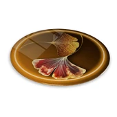 Gold Yaprak Yuvarlak Cam Tablo | Hediyelik, Dekoratif, Ofis, Mutfak - 4