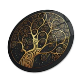 Gold Hayat Ağacı Yuvarlak Cam Tablo | Hediyelik, Dekoratif, Ofis, Mutfak - 5