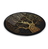 Gold Hayat Ağacı Yuvarlak Cam Tablo | Hediyelik, Dekoratif, Ofis, Mutfak - 7