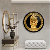 Antik Gold Yuvarlak Cam Tablo | Hediyelik, Dekoratif, Ofis, Mutfak - 5