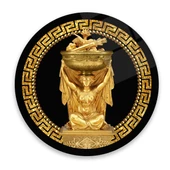 Antik Gold Yuvarlak Cam Tablo | Hediyelik, Dekoratif, Ofis, Mutfak - 1