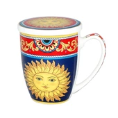 Lucky Art Desenli Bone China Porselen Kapaklı ve Süzgeçli Kupa 570 ml LYBA 034 - 1