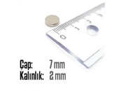 Neodyum Mıknatıs Silindir Çap 7mm , Kalınlık 2mm   ( 20 Adet) thumbnail 2