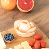 Porsima Bambu Peynir Pizza Tahtası Sunum Tahtası 360 Derece Dönen Yuvarlak Lüx Servis 35 x 30 x 1.5 cm - 6