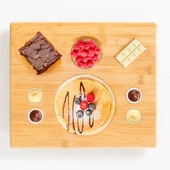 Porsima Bambu Peynir Pizza Tahtası Sunum Tahtası 360 Derece Dönen Yuvarlak Lüx Servis 35 x 30 x 1.5 cm - 2