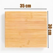 Porsima Bambu Peynir Pizza Tahtası Sunum Tahtası 360 Derece Dönen Yuvarlak Lüx Servis 35 x 30 x 1.5 cm - 4