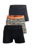Mercan 3'lü Erkek Çok Renkli Pamuklu Likralı Boxer (SİYAH ANTRASİT SHARK) - 1