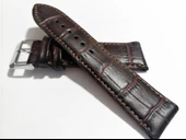 FADO   KAHVE  KROKO  DERİ  SAAT KORDONU 24 MM  HAKİKİ DERİ KAYIŞ(145) - 1
