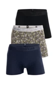 Mercan Erkek Çok Renkli 3'lü Likralı Pamuklu Boxer (SİYAH LACİVERT PERFECTION) - 1