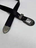 Kovboy Tokalı Siyah Deri Kemer 80 cm (Çocuk Boy) - 5