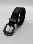 Kovboy Tokalı Siyah Deri Kemer 80 cm (Çocuk Boy) - 2