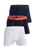 Mercan Erkek Çok Renkli 3'lü Likralı Pamuklu Boxer (ANTRASİT BEYAZ PICASSO) - 1