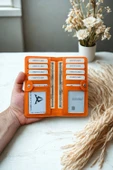 Vegan Deri Cüzdan 10 Kart Bölmeli Portföy Kartlık Uzun Unisex Turuncu thumbnail 2