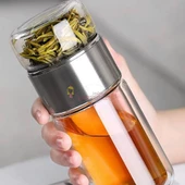 Çift Katlı Cam Bitki Çayı Ihlamur Demliği Filtre Kahve Demliği French Press - 1