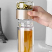 Çift Katlı Cam Bitki Çayı Ihlamur Demliği Filtre Kahve Demliği French Press - 3