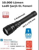 Nttools Ntlights 10000 Lümen Çok Parlak Zoom Özellikli Usb Şarjlı El Feneri NTLS8001 - 1