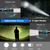 Nttools Ntlights 10000 Lümen Çok Parlak Zoom Özellikli Usb Şarjlı El Feneri NTLS8001 - 5