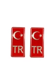 TR Ayyıldız Kırmızı Plaka Etiketi Sticker- Varak Baskılı Kabartmalı Parlak Malzeme - 1