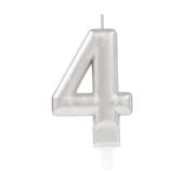4 Rakam Mum Gümüş Renk - 1