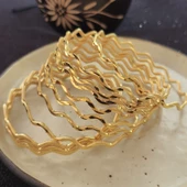 925 Ayar Gümüş Zikzak Model Gold Ajda Bilezik SL9801 thumbnail 4