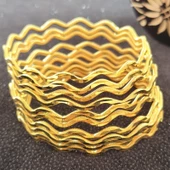 925 Ayar Gümüş Zikzak Model Gold Ajda Bilezik SL9801 thumbnail 2