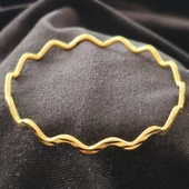 925 Ayar Gümüş Zikzak Model Gold Ajda Bilezik SL9801 thumbnail 6