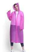Pembe Kadın Erkek Yağmurluk Kapüşonlu Çıtçıtlı Eva Unisex Pratik Kapşonlu Yağmurluk XL Büyük Beden - 1