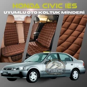Honda İes Parlak Kahverengi Renk Tay Tüyü Cepli & Terletmez Sırtlı Oto Koltuk Minder Seti - Koltuk Koruma Kılıfı (ÖN & ARKA TAM SET) - 1