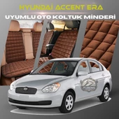 Hyundai Accent Era Kahverengi Renk Tay Tüyü Cepli & Terletmez Sırtlı Oto Koltuk Minder Seti - Koltuk Koruma Kılıfı (ÖN & ARKA TAM SET) - 1