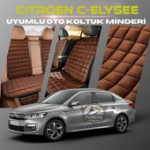Citroen C-Elysee Kahverengi Renk Tay Tüyü Cepli & Terletmez Sırtlı Oto Koltuk Minder Seti - Koltuk Koruma Kılıfı (ÖN & ARKA TAM SET) - 1