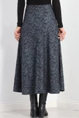 Kalın Kumaş Çizgi Desenli Etek Füme - 20881.1355. - 8