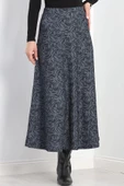 Kalın Kumaş Çizgi Desenli Etek Füme - 20881.1355. - 1