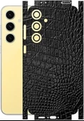 Samsung Galaxy S24 FE ile Uyumlu Deri Desenli Siyah Arka Kaplama - 1