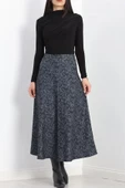 Kalın Kumaş Çizgi Desenli Etek Füme - 20881.1355. - 6