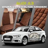 Audi A3 Kahverengi Renk Tay Tüyü Cepli & Terletmez Sırtlı Oto Koltuk Minder Seti - Koltuk Koruma Kılıfı (ÖN & ARKA TAM SET) - 1