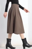 Çift Pileli Kloş Etek Kahve - 20665.1892. - 5