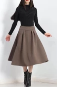 Çift Pileli Kloş Etek Kahve - 20665.1892. - 2