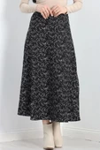Kalın Kumaş Çizgi Desenli Etek Siyah - 20881.1355. - 4