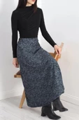 Kalın Kumaş Çizgi Desenli Etek Füme - 20881.1355. - 5