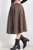 Çift Pileli Kloş Etek Kahve - 20665.1892. - 3
