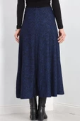 Kalın Kumaş Çizgi Desenli Etek Lacivert - 20881.1355. - 8
