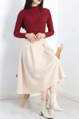 Çift Pileli Kloş Etek Krem - 20665.1892. - 7