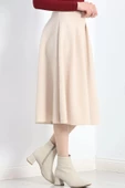 Çift Pileli Kloş Etek Krem - 20665.1892. - 5