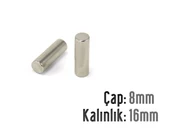 Neodyum Mıknatıs Silindir Çap 8mm , Kalınlık 16mm ( 5 Adet) - 1