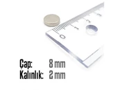 Neodyum Mıknatıs Silindir Çap 8mm , Kalınlık 2mm   ( 10 Adet) - 2