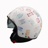 Sway 710 Açık Güneş Gözlüklü Motosiklet Ve Scooter Kaskı XXL Beden Damga Desenli thumbnail 1