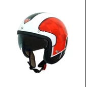Yohe 859 Açık Yarı Camlı Güneş Vizörlü Motosiklet Ve Scooter Kaskı S Beden Kırmızı Yeşil - 2