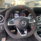 DİKİŞLİ DİREKSİYON KILIFI NUBUK  DERİ KIRMIZI YÜZÜK/DİKİŞ MERCEDES  İÇİN - 1
