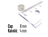 Neodyum Mıknatıs Silindir Çap 8mm , Kalınlık 4mm   ( 10 Adet) - 2