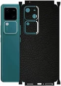 Vivo V30 5G ile Uyumlu Deri Desenli Siyah Arka Kaplama - 1